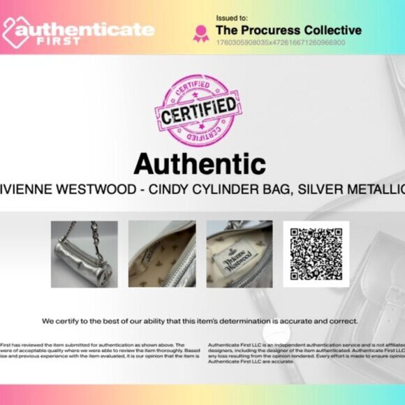 🆕 VIVIENNE WESTWOOD 🧿 NWOT Cindy Cylinder Shoulder Bag, Silver Metallic AUTH - Picture 16 of 16